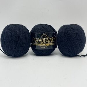 Cascade Yarns Fixation Black Cotton Elastic Knitting Yarn Lot of 3 50g 100yd